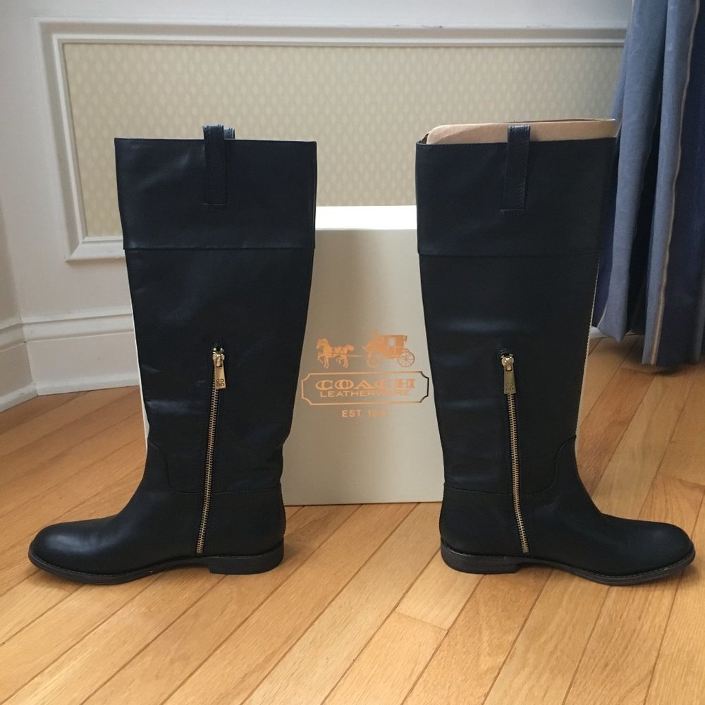 NWT COACH Martta Black Leather Boots Size 6 - Picture 4 of 10